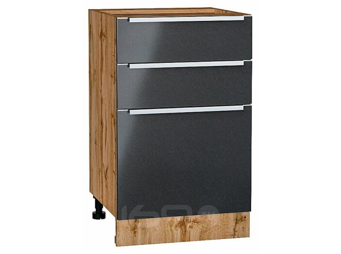 Шкаф нижний с 3-мя ящиками Фьюжн Anthracite Дуб Вотан 816*500*480