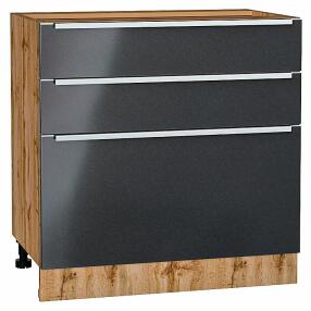 Шкаф нижний с 3-мя ящиками Фьюжн Anthracite Дуб Вотан 816*800*480