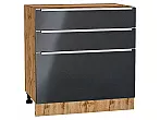 Шкаф нижний с 3-мя ящиками Фьюжн Anthracite Дуб Вотан 816*800*480