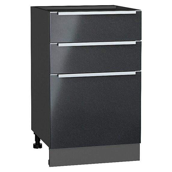 Шкаф нижний с 3-мя ящиками Фьюжн Anthracite Graphite 816*500*480