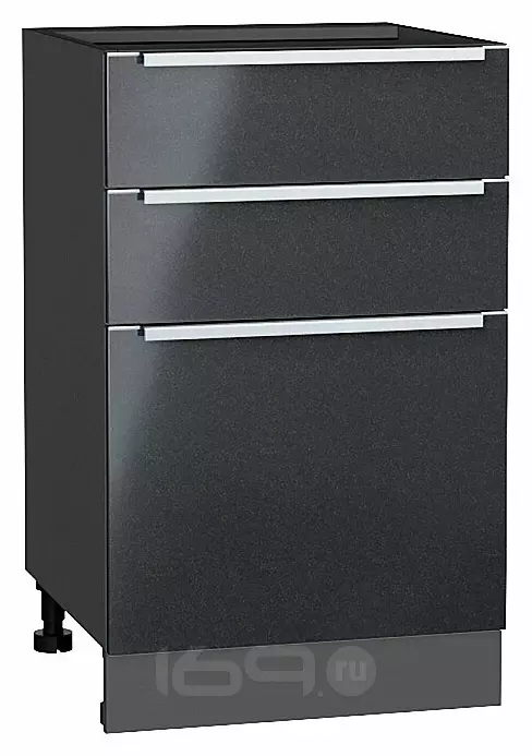 Шкаф нижний с 3-мя ящиками Фьюжн Anthracite Graphite 816*500*480