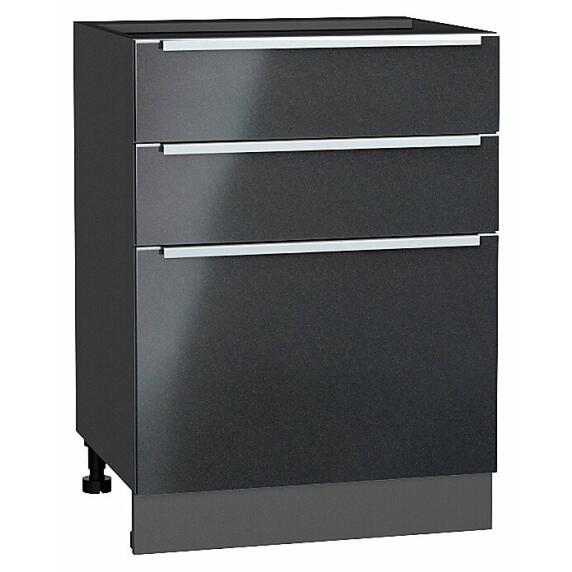 Шкаф нижний с 3-мя ящиками Фьюжн Anthracite Graphite 816*600*480