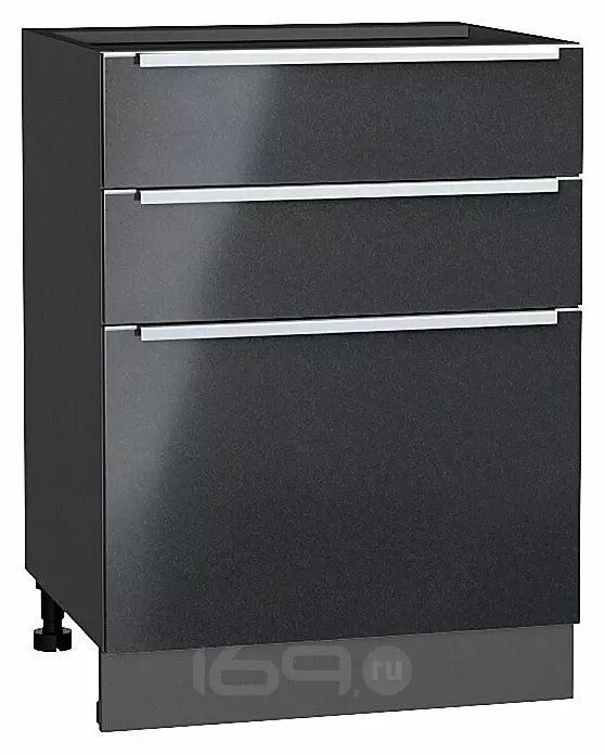 Шкаф нижний с 3-мя ящиками Фьюжн Anthracite Graphite 816*600*480