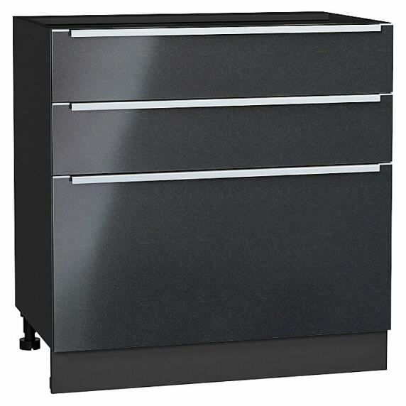 Шкаф нижний с 3-мя ящиками Фьюжн Anthracite Graphite 816*800*480