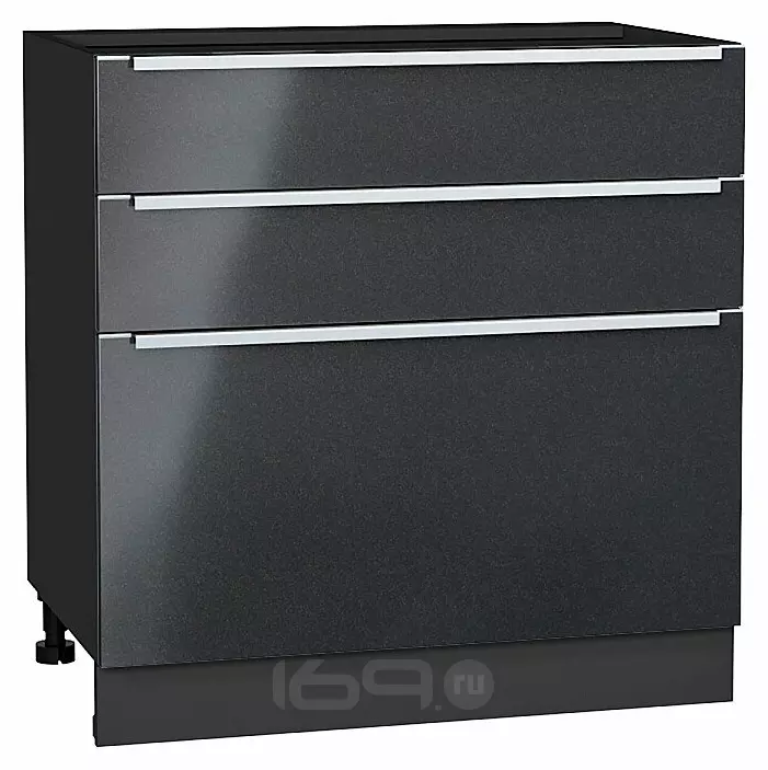 Шкаф нижний с 3-мя ящиками Фьюжн Anthracite Graphite 816*800*480