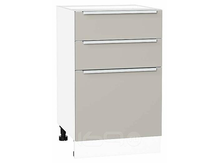 Шкаф нижний с 3-мя ящиками Фьюжн Clay Silk/Белый 816*500*480