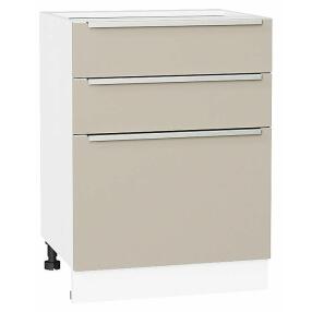 Шкаф нижний с 3-мя ящиками Фьюжн Cream Silk/Белый 816*600*480