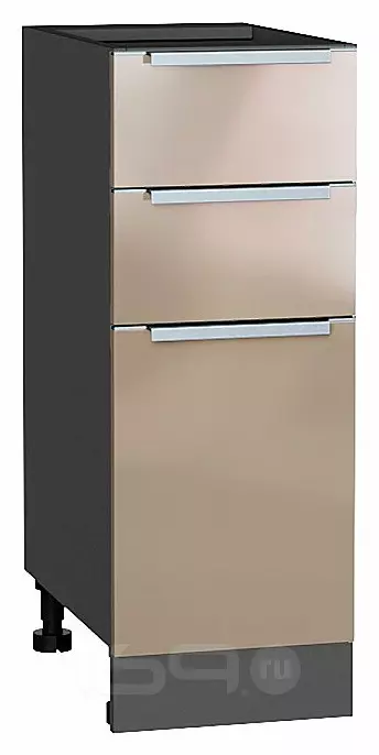 Шкаф нижний с 3-мя ящиками Фьюжн Gallant Graphite 816*300*480