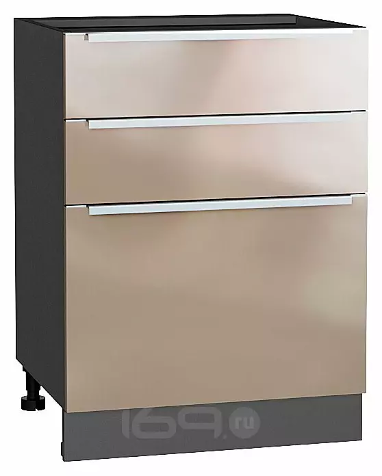 Шкаф нижний с 3-мя ящиками Фьюжн Gallant Graphite 816*600*480