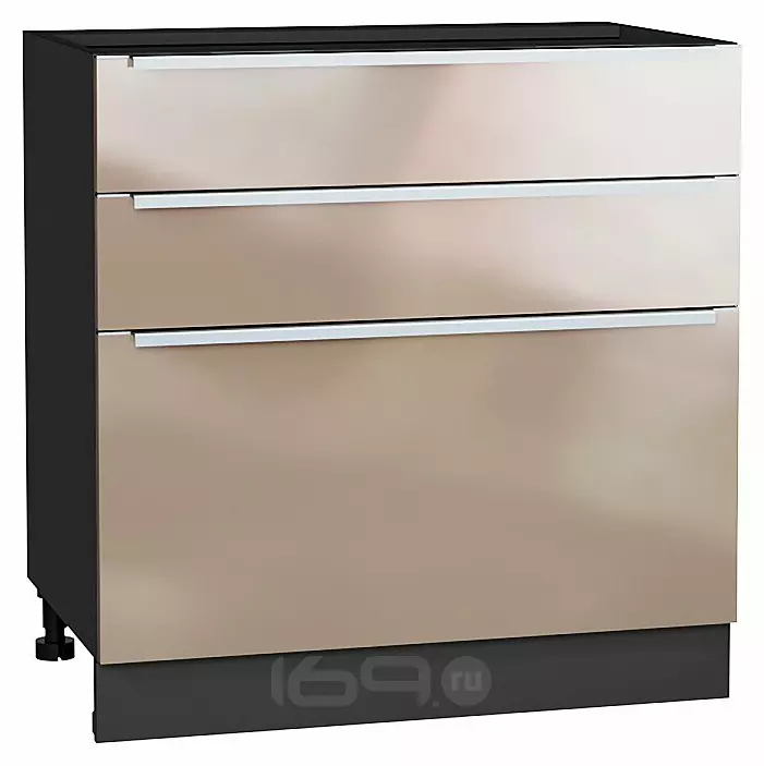 Шкаф нижний с 3-мя ящиками Фьюжн Gallant Graphite 816*800*480