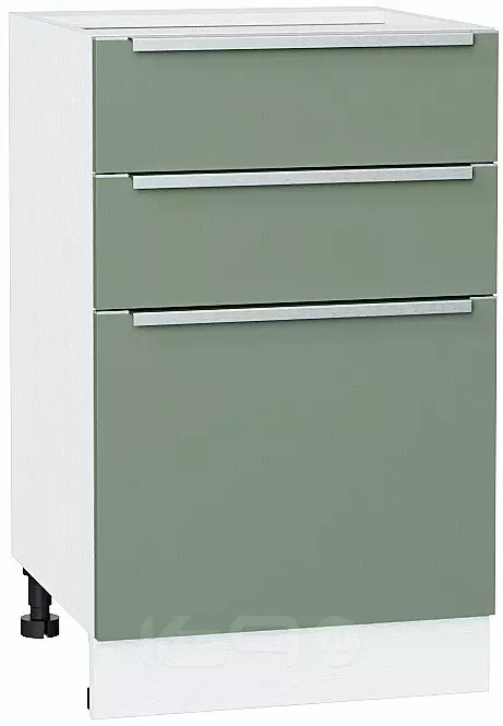 Шкаф нижний с 3-мя ящиками Фьюжн Н 503 Silky Mint-Белый