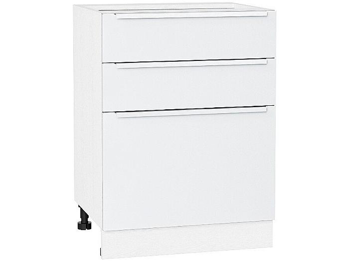 Шкаф нижний с 3-мя ящиками Фьюжн Н 603 Silky White-Белый