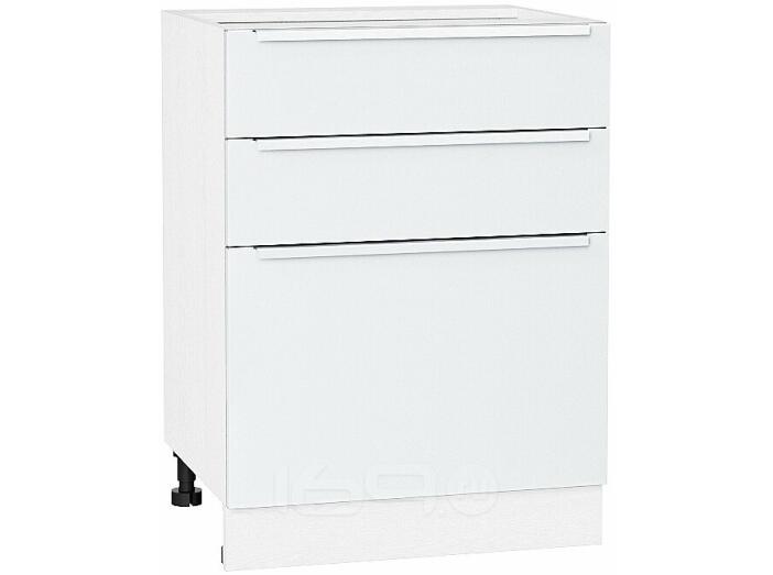 Шкаф нижний с 3-мя ящиками Фьюжн Н 603 Silky White-Белый