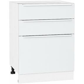 Шкаф нижний с 3-мя ящиками Фьюжн Н 603 Silky White-Белый