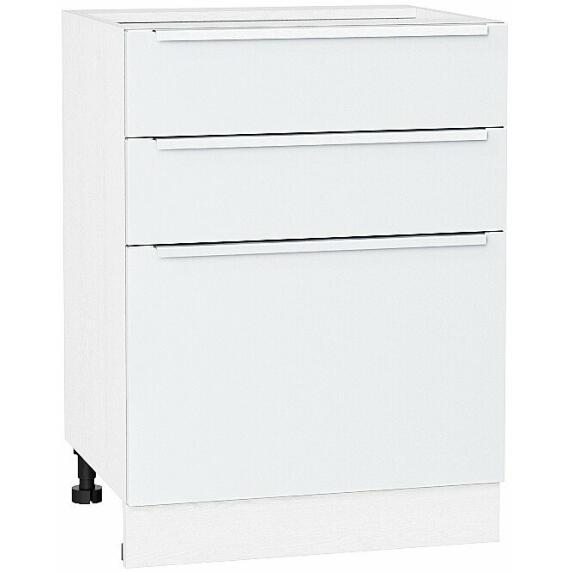 Шкаф нижний с 3-мя ящиками Фьюжн Н 603 Silky White-Белый