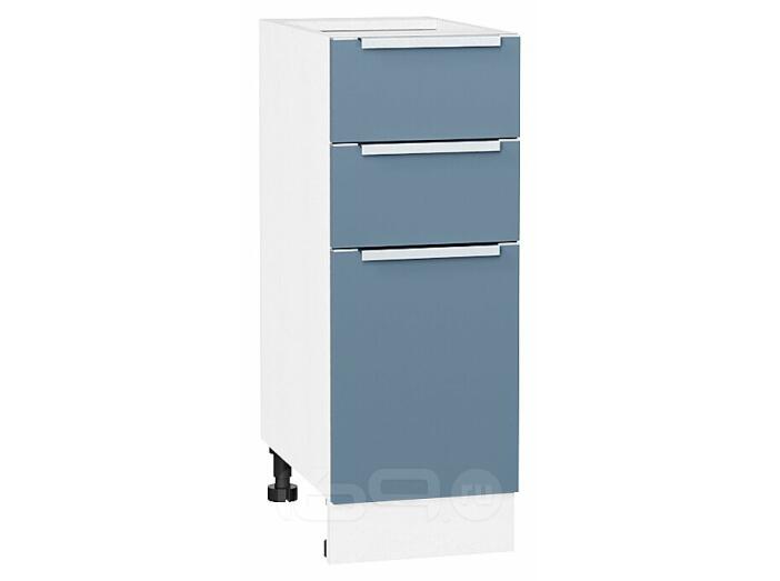 Шкаф нижний с 3-мя ящиками Фьюжн Silky Blue Белый 816*300*480