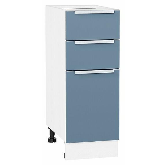 Шкаф нижний с 3-мя ящиками Фьюжн Silky Blue Белый 816*300*480