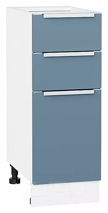 Шкаф нижний с 3-мя ящиками Фьюжн Silky Blue Белый 816*300*480