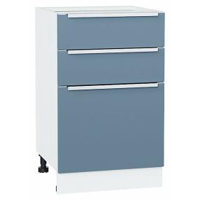 Шкаф нижний с 3-мя ящиками Фьюжн Silky Blue Белый 816*500*480