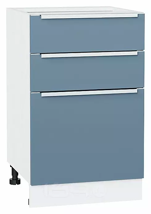 Шкаф нижний с 3-мя ящиками Фьюжн Silky Blue Белый 816*500*480