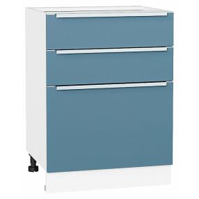 Шкаф нижний с 3-мя ящиками Фьюжн Silky Blue Белый 816*600*480
