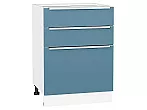 Шкаф нижний с 3-мя ящиками Фьюжн Silky Blue Белый 816*600*480