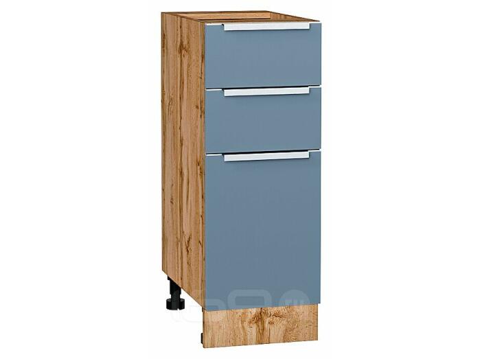 Шкаф нижний с 3-мя ящиками Фьюжн Silky Blue Дуб Вотан 816*300*480