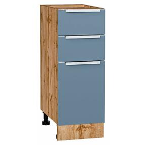 Шкаф нижний с 3-мя ящиками Фьюжн Silky Blue Дуб Вотан 816*300*480