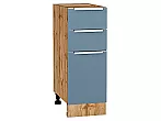 Шкаф нижний с 3-мя ящиками Фьюжн Silky Blue Дуб Вотан 816*300*480