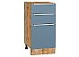 Шкаф нижний с 3-мя ящиками Фьюжн Silky Blue Дуб Вотан 816*400*480