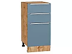 Шкаф нижний с 3-мя ящиками Фьюжн Silky Blue Дуб Вотан 816*400*480