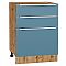Шкаф нижний с 3-мя ящиками Фьюжн Silky Blue Дуб Вотан 816*600*480 Шкаф нижний с 3-мя ящиками Фьюжн Silky Blue Дуб Вотан 816*600*480