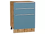 Шкаф нижний с 3-мя ящиками Фьюжн Silky Blue Дуб Вотан 816*600*480