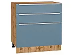 Шкаф нижний с 3-мя ящиками Фьюжн Silky Blue Дуб Вотан 816*800*480