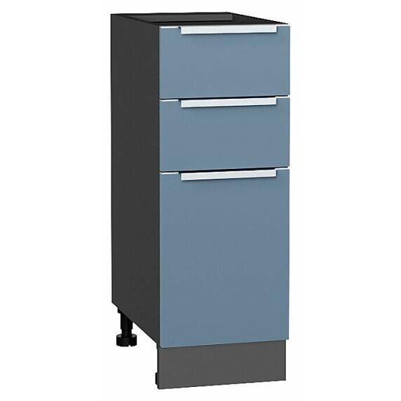 Шкаф нижний с 3-мя ящиками Фьюжн Silky Blue Graphite 816*300*480