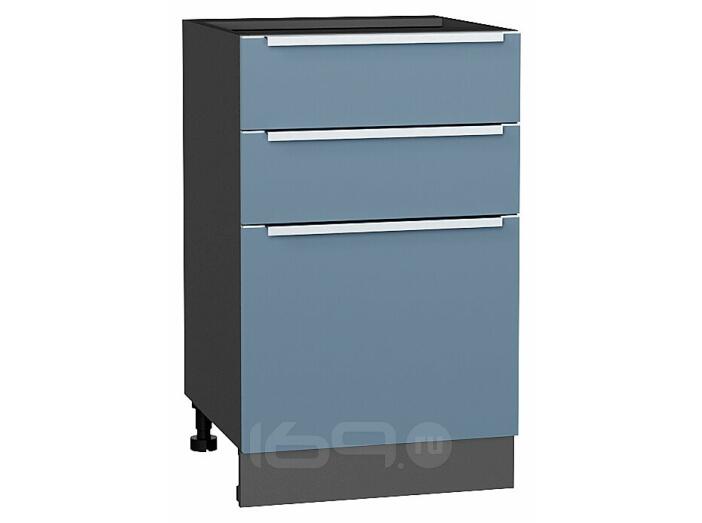 Шкаф нижний с 3-мя ящиками Фьюжн Silky Blue Graphite 816*500*480