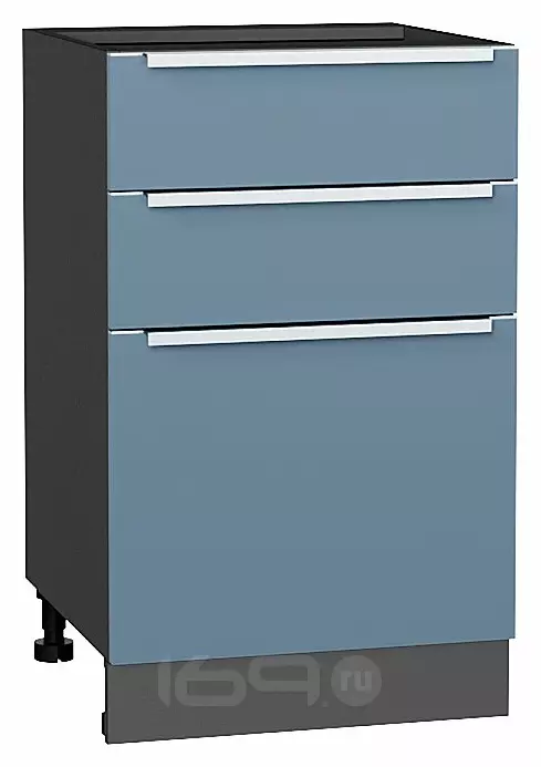 Шкаф нижний с 3-мя ящиками Фьюжн Silky Blue Graphite 816*500*480