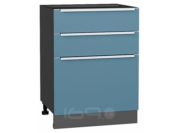 Шкаф нижний с 3-мя ящиками Фьюжн Silky Blue Graphite 816*600*480