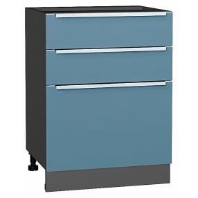 Шкаф нижний с 3-мя ящиками Фьюжн Silky Blue Graphite 816*600*480