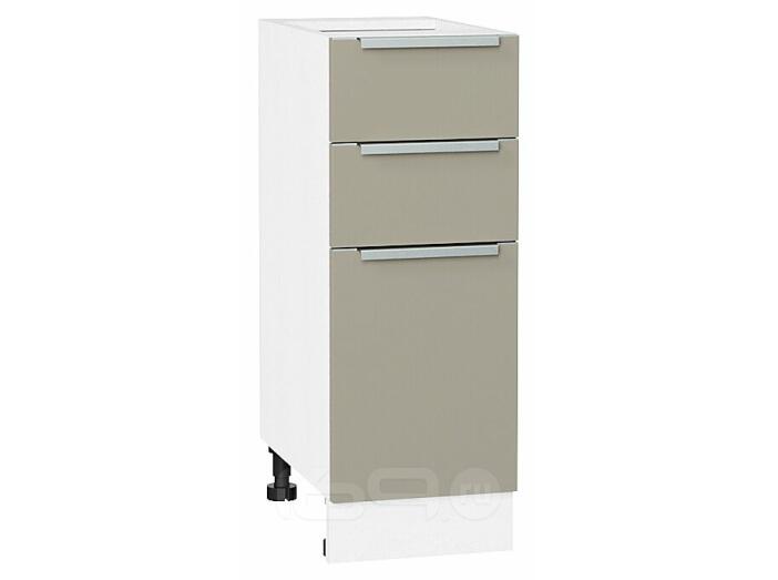 Шкаф нижний с 3-мя ящиками Фьюжн Silky Grey Белый 816*300*480