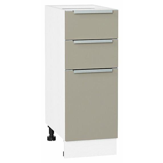 Шкаф нижний с 3-мя ящиками Фьюжн Silky Grey Белый 816*300*480