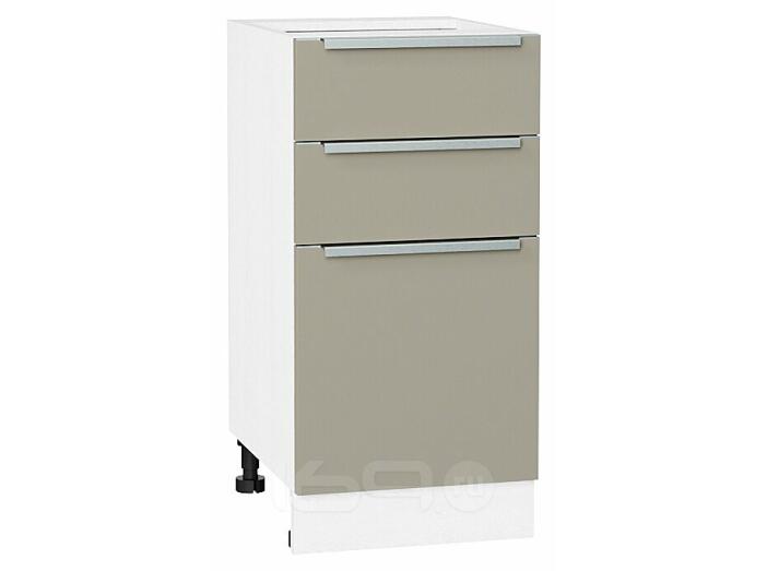 Шкаф нижний с 3-мя ящиками Фьюжн Silky Grey Белый 816*400*480