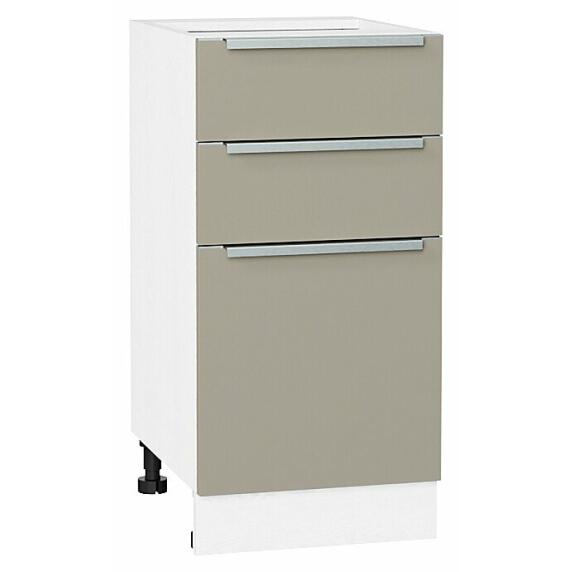 Шкаф нижний с 3-мя ящиками Фьюжн Silky Grey Белый 816*400*480