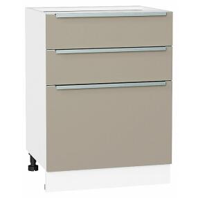 Шкаф нижний с 3-мя ящиками Фьюжн Silky Grey Белый 816*600*480