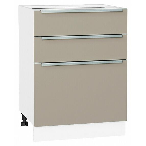 Шкаф нижний с 3-мя ящиками Фьюжн Silky Grey Белый 816*600*480