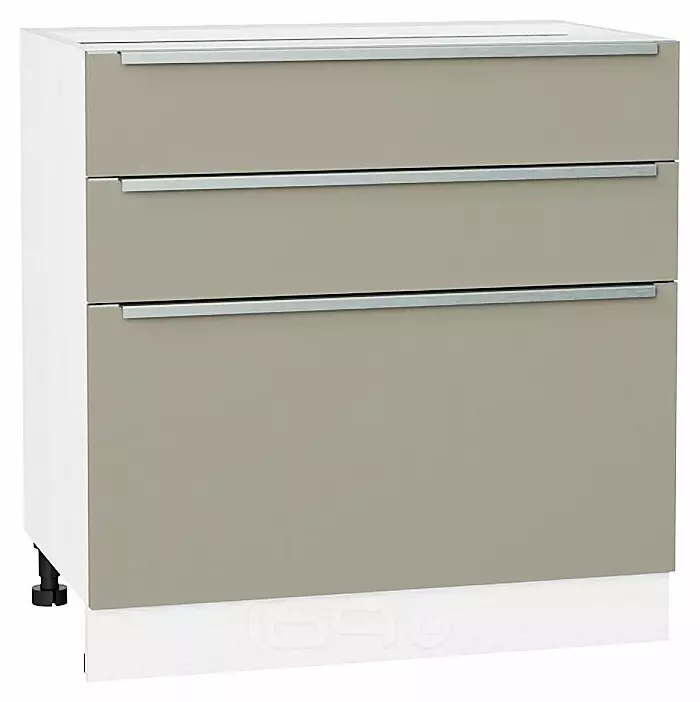 Шкаф нижний с 3-мя ящиками Фьюжн Silky Grey Белый 816*800*480