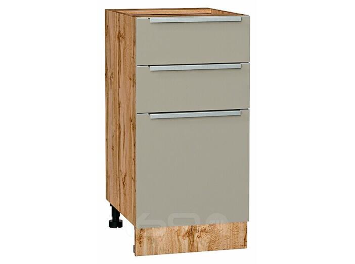 Шкаф нижний с 3-мя ящиками Фьюжн Silky Grey Дуб Вотан 816*400*480