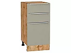 Шкаф нижний с 3-мя ящиками Фьюжн Silky Grey Дуб Вотан 816*400*480