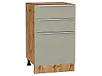 Шкаф нижний с 3-мя ящиками Фьюжн Silky Grey Дуб Вотан 816*500*480