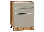 Шкаф нижний с 3-мя ящиками Фьюжн Silky Grey Дуб Вотан 816*600*480